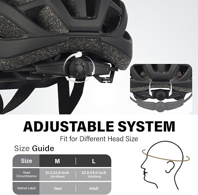 Youth Adult Road Bike Helmet, Men Women Adjustable Mountain Bicycle Helmet with Detachable Visor, 2 Sizes for Age 8-14+ Youth, Kids, Adult