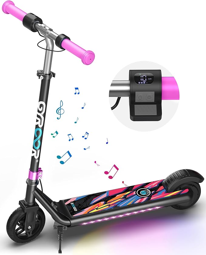 Gyroor H30 Max Electric Scooter for Kids, LED Dispaly, 150W Powerful Motor, Dual Brake System, Adjustable Height and Speed, Best Presents for Kids