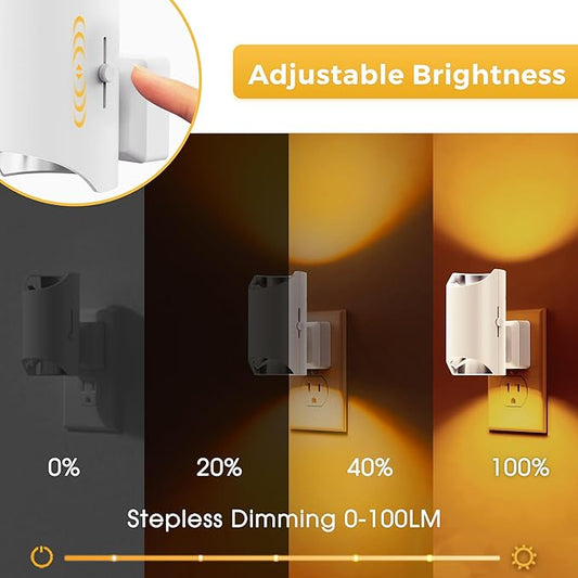 L LOHAS LED Night Lights, Amber Night Light, Dimmable, Sensor, Soft, Yellow, Sleep, Warm, 2 Pack