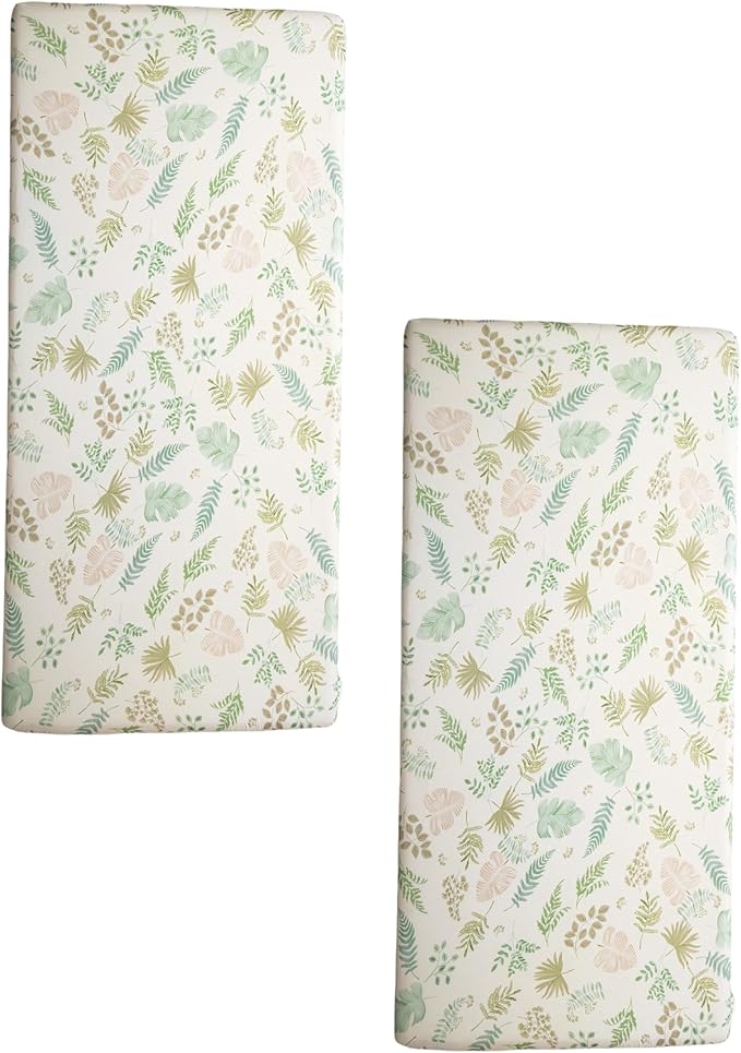 SDY Jersey Crib Sheets for Baby Boys and Girls,52"x28"X8", 2 Pack, Green Standard Oval/Retangle Crib Mattress Sheets for Toddler,Super Soft Breathable