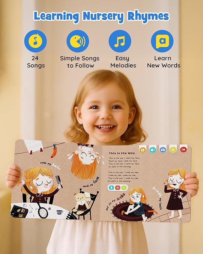 TEKFUN Talking Pen Books Set, Nursery Rhymes Toys for Toddlers, Learning Interactive Toys, Educational Electronic Sound Books for Preschoolers, Autism Sensory Toy for Boys Girls 2 3 4 5 6