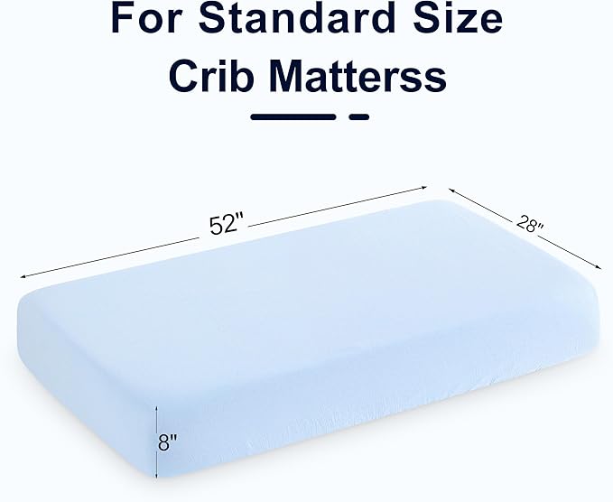 NTBAY 2 Pack Muslin Cotton Crib Sheets, Soft and Breathable Double Layer 28x52 Baby Crib Sheets for Standard Crib and Toddler Mattresses, Boys, Girls, Unisex, Aqua, 28x52 Inches