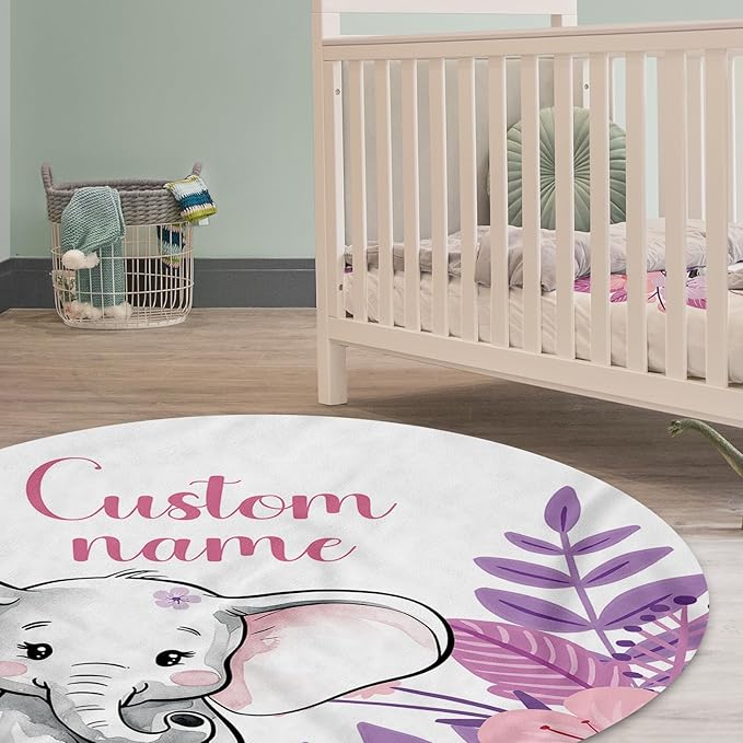 Personalized Baby Crib Bedding Set: 4 Piece Custom Purple Flower Elephant Crib Bed Set with Name, Nursery Bedding Set for Baby Girls, Newborn Boys Crib Sets, Crib Bedding Custom Gift, Crib Sheet