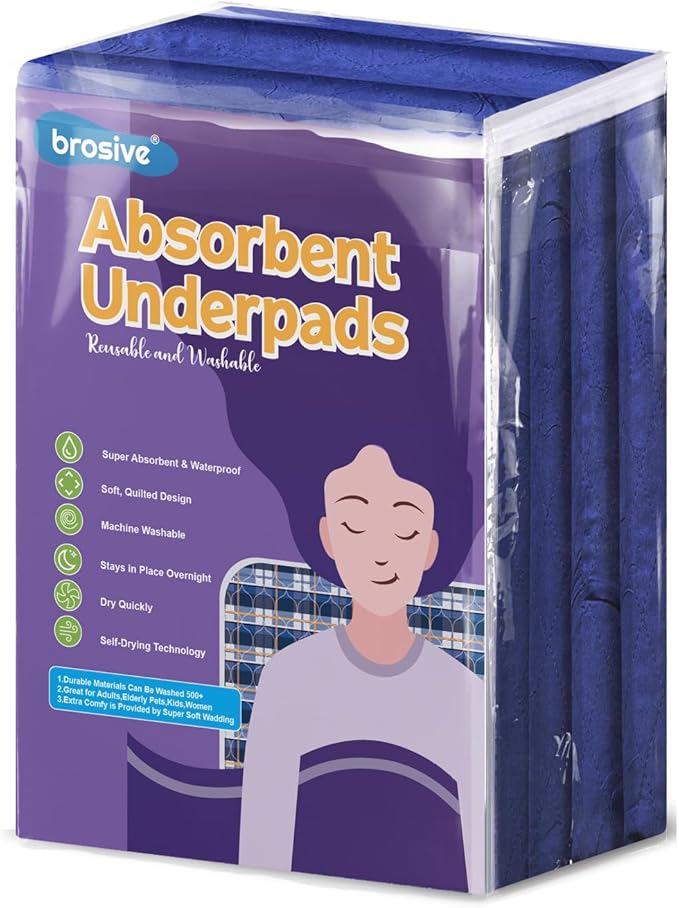 Bed Pads Waterproof 36x72 Inch (2 Pack), Extra Large Washable Pads for Incontinence, Navy Blue Ideal for Elderly, Adults, Kids and Pets