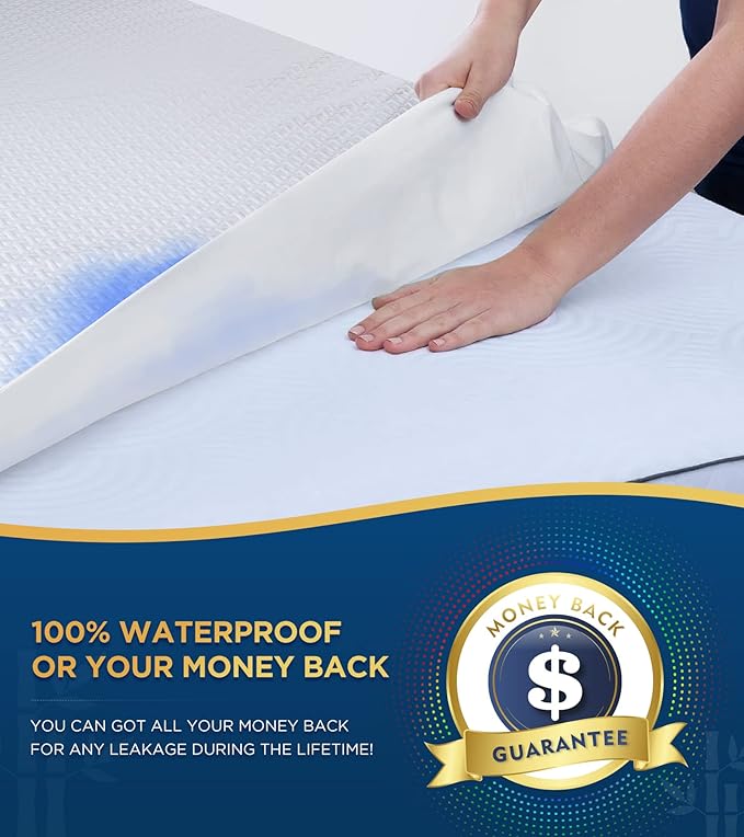 Premium 100% Waterproof Cal King Mattress Protector Breathable Cooling 3D Air Fabric Mattress Cover Smooth Soft Hypoallergenic Noiseless Bed Cover Machine Washable Vinyl Free 8-21'' Deep Pocket