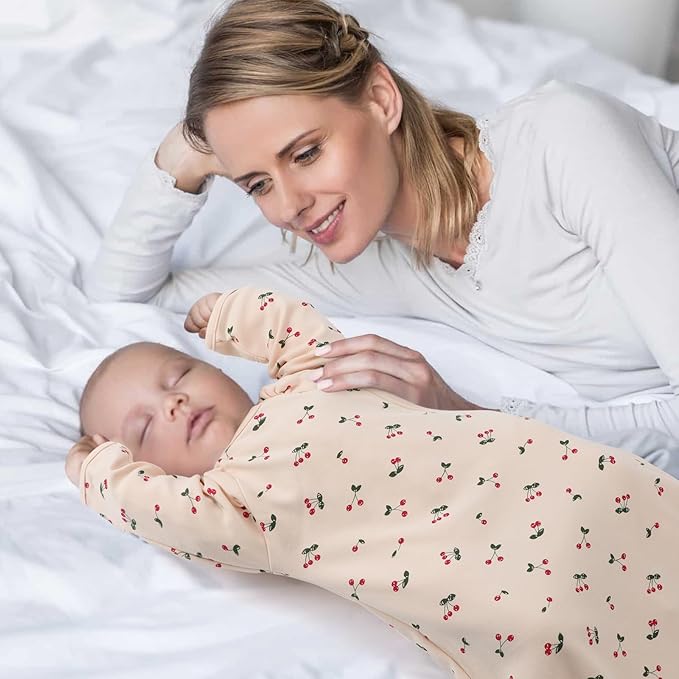 Transitional Swaddle Sack with Arms Up Length Sleeves and Mitten Cuffs 3-6 Months, Wearable Swaddling Blanket Sleeping Bag Cotton for Newborns Baby Boys Girls Sleep Sacks Snug Fit Calms Startle Reflex
