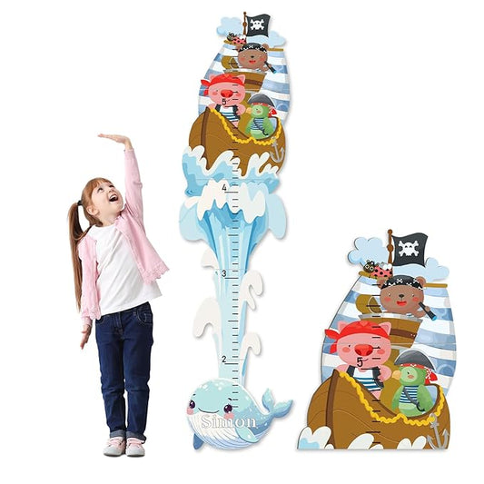 Woodemon Personalized Growth Chart for Wall, Whale Shape Height Chart for Kids, Customize Growth Measuring Board for Girls Boys Teen Room Nursery Wall Decor