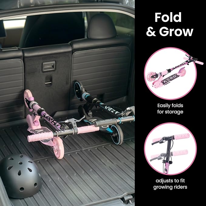 Aero Scooter for Kids 5-12 | Dynamic Lights, Hand Brake & Shock Absorption | Boys Girls 2 Wheels Kick Scooter | Foldable & Height Adjustable