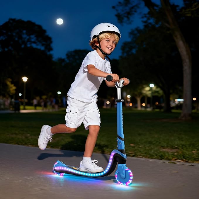 Scooter for Kids with Light-Up Wheels & Deck, Adjustable Heights 2 Wheel Kick Scooters for Kids 5-7, Toddler Scooters with 4 Lighting Mode Deck