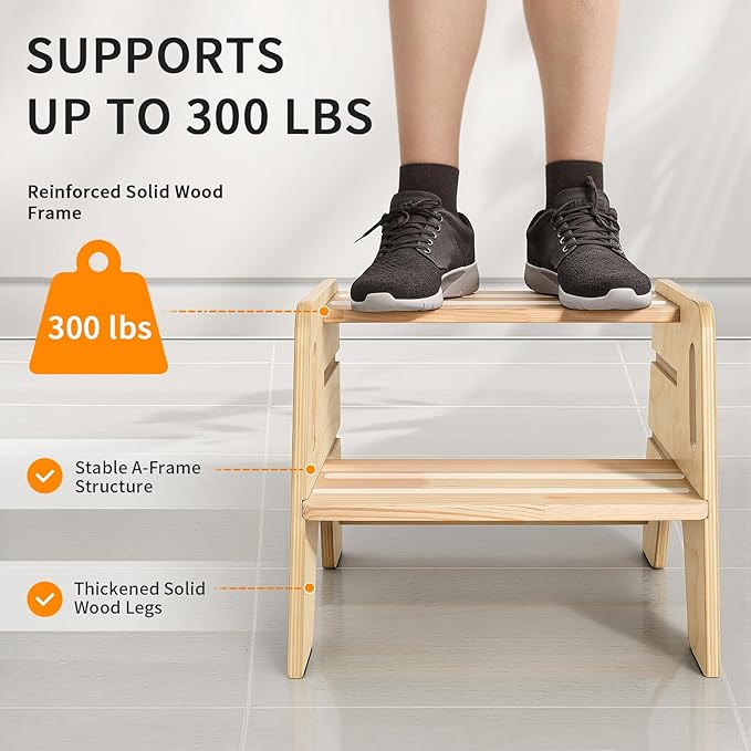 Wingyz Toddler Step Stool,Height-Adjustable Wooden Step stools for Kids with Handles,2 Stepstool for Toddlers,Bathroom Sink, Kitchen, Bedroom,Potty Training
