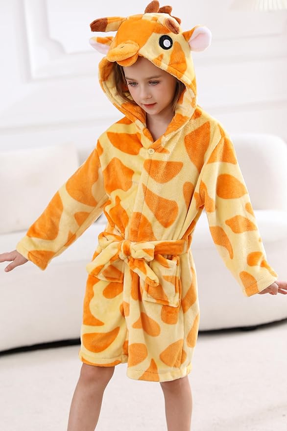 DELEY Girl's Robe Baby Boys Hoodie Robes Toddler Bathrobes for Kids Pajamas Sleepwear