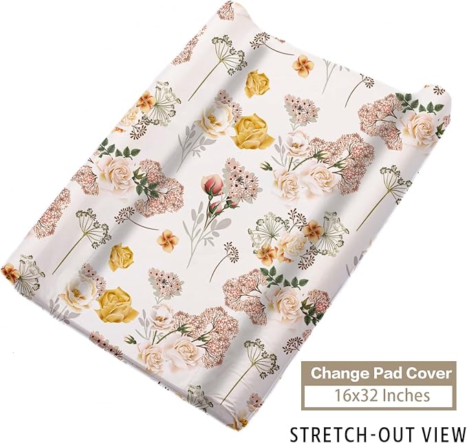 Custom Name Crib Bedding Set 3-Piece – Flowers Design Baby Bedding Set with Personalized Soft Blanket, Fitted Sheet, Changing Pad Cover – Ideal Newborn Gift for Boys and Girls