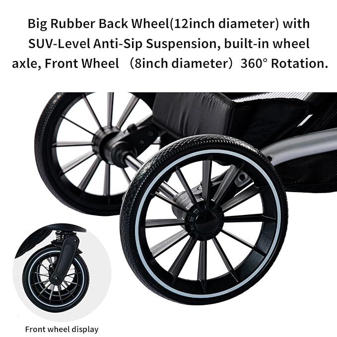 Compact Stroller,Convertible Stroller with Reversible Seat, Foldable Buggy with Oversized Wheels Luxury Baby Carriage Suit Toddler Infant,Gray (Brown)