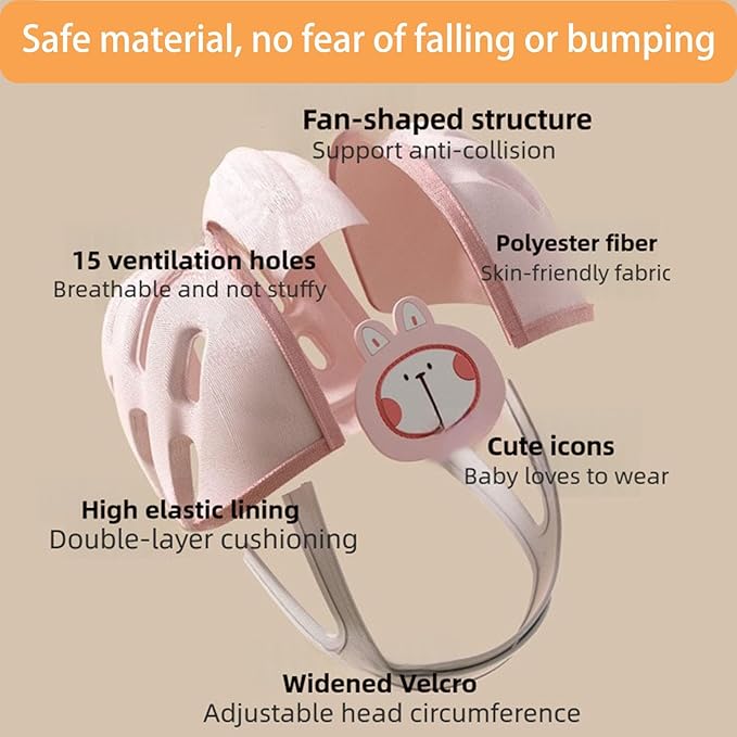 Baby Helmet for Crawing Walking,Soft Infant Safety Helmet,Baby Helmet 1-2 Years for Anti-Fall Head Protector,Adjustable, Breathable