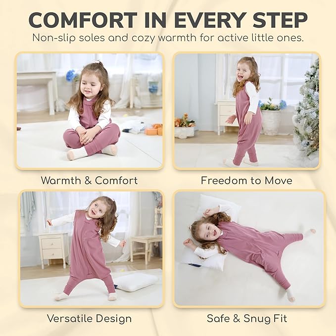 Mama Cheetah Toddler Sleep Sack with Feet 3T - 4T, 2.5 TOG Organic Cotton Baby Sleeping Bag with Legs, Baby Wearable Blankets for Walkers w/ 2-Way Zipper, Baby Sleep Sack for Girls & Boys, Large