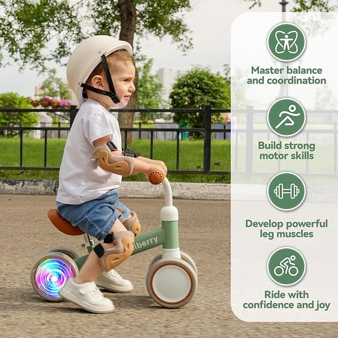 Liberry Light-Up Baby Balance Bike with Adjustable Seat, Toddler First Ride-On Toy for 1-2 Year Old, Boys Girls Birthday Gift