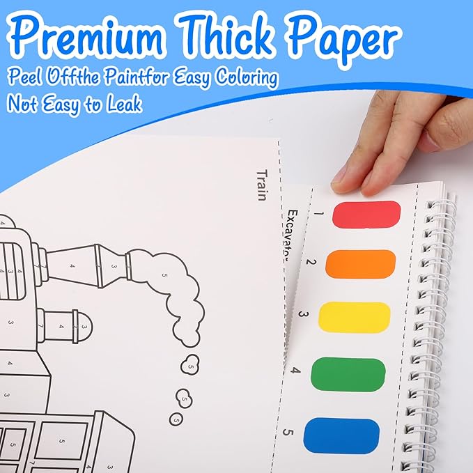 Paint with Water Coloring Books for Toddlers, Watercolor Painting Book and Drawing Art Paper for Kids Ages 3 4 5 6 7 8 Years Old, Truck Art Craft for Drawing with Brush