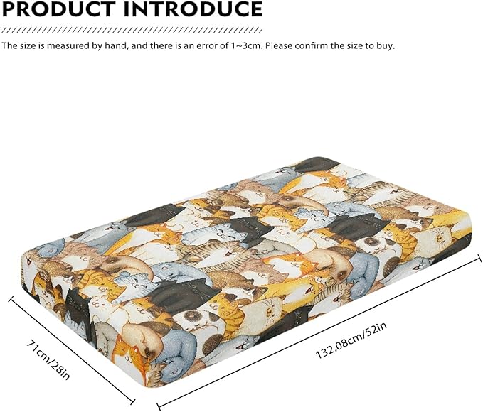 Colorful Cats Fitted Crib Sheet for Boys Girls Cute Animal Kittens Baby Sheet for Standard Crib and Toddler Cartoon Cat Nursery Bed Mattress Sheets 28"x52"