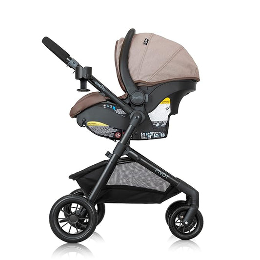 Evenflo Pivot Modular Travel System with LiteMax Infant Car Seat (Desert Tan)