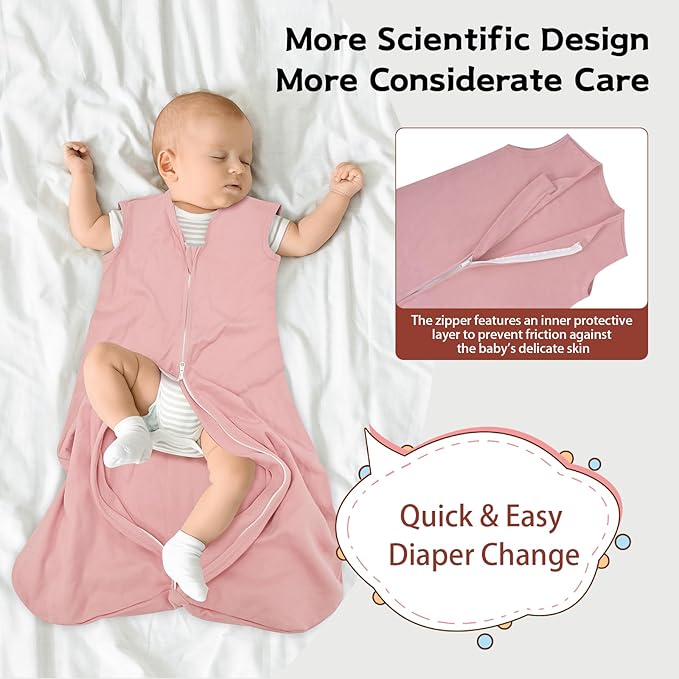 Baby Sleep Sack 12-18 Months Baby Wearable Blanket 100% Cotton TOG 0.5 2-Way Zipper Newborn Sleeping Bag, 3 Pack Comfy Lightweight Sleep Sacks for Babies