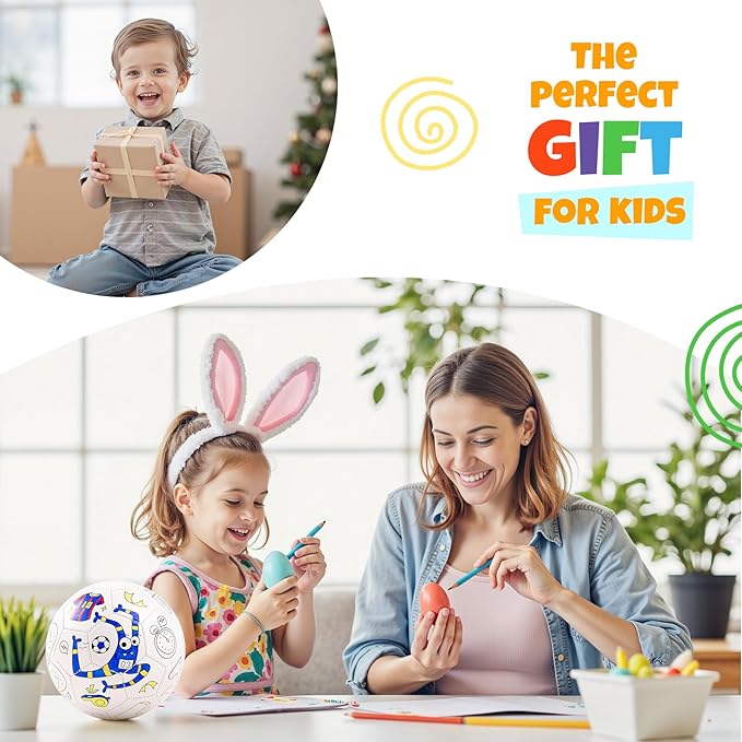 EVERICH TOY Paint Your Own Soccer Ball with Markers, Toddler Arts and Crafts Kits Soccer Gifts for Girls Boys, Size 3 Monster Toys Coloring Custom Soccer Ball Birthday Gifts for Kids 3 4 5 6-8 8-12