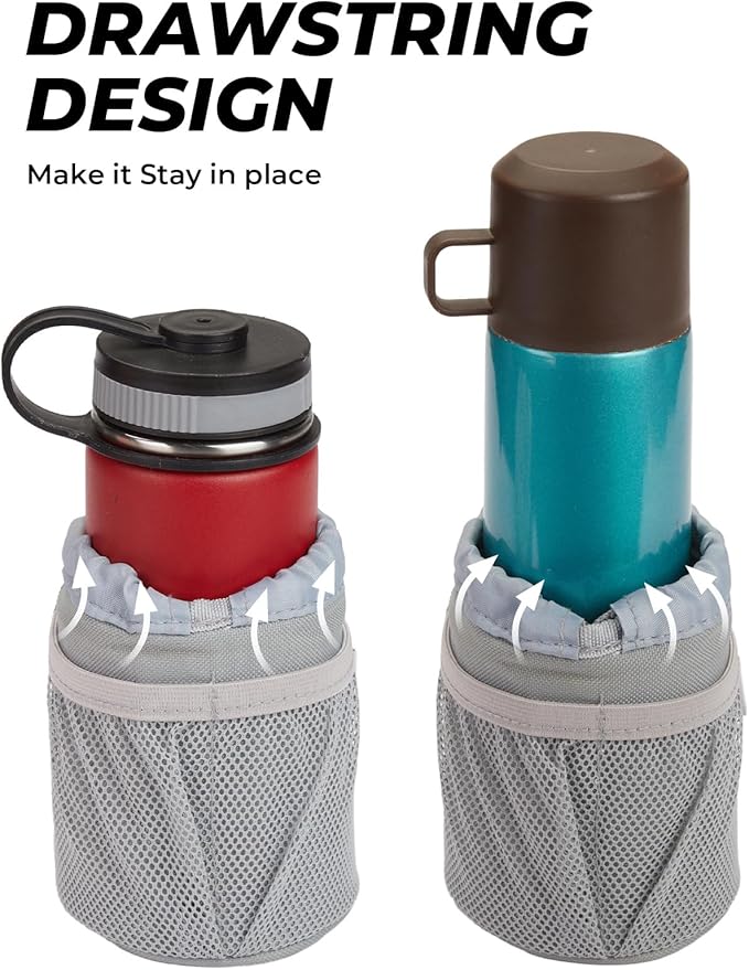 KEMIMOTO Motorcycle Cup Holder, Oxford Fabric Motorcycle Drink Holder with 0.6"-1.5" Alligator Clamp, Universal Water Bottle Cup Accessories for Bike, ATV/UTV, Scooter, Boat, Walker, Gray