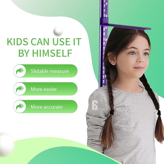 EASYXQ Growth Chart for Wall, Children Height Measurement,3D Removable Growth Height Chart,Splicing Height Ruler for Kids Baby Nursery 79 inch (Purple)
