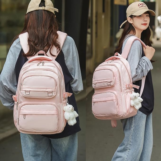 KBTYE School Backpack for Kids Girls Cute Travel Backapck for College Women Men Casual Laptop Bookbag for Teen Student(Pink)