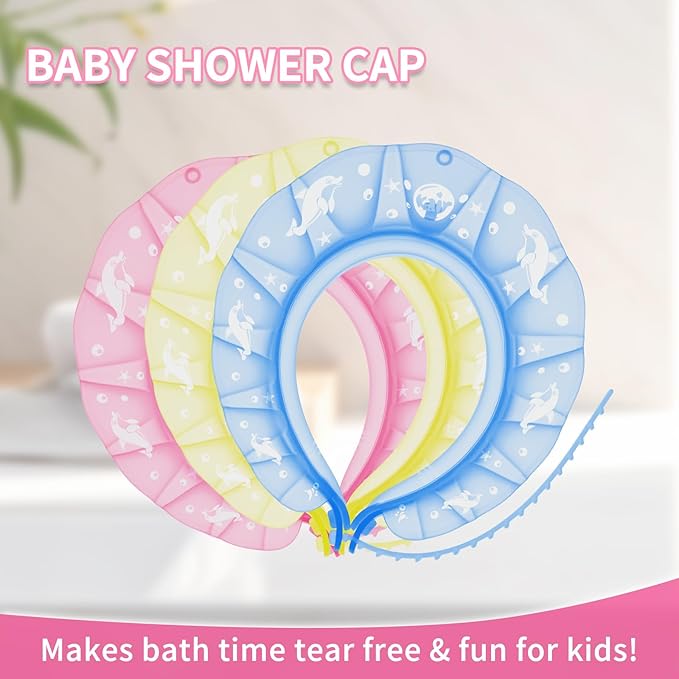 kair Baby Kids Shower Cap Soft Adjustable Silicone Toddler Bath Visor Children Hair Washing Hat Keep Kids Shield Water Out of Eyes & Ears (Pink, Head Size 17"-24" More Than 24 Months)
