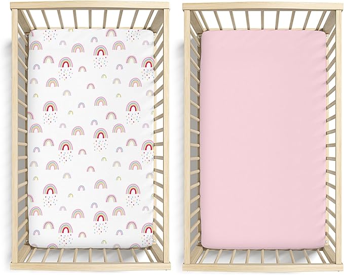 Little Grape Land Crib Sheets Baby Toddler Sheets 2 Pack Fitted for Boys Girls, Standard Size 28x52‘’ Crib Mattress, Super Soft Breathable Washable Microfiber (Whale/Little Bear)