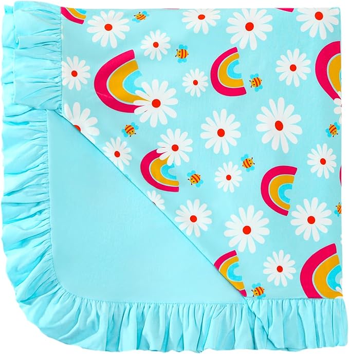 Premium Baby Blankets, Soft Viscose from Bamboo Blanket for Girls, Nursery Crib Bedding Quilt for Newborn and Toddler, Ruffle Blanket Cooling for Hot Sleepers 50''x50'' Daisy