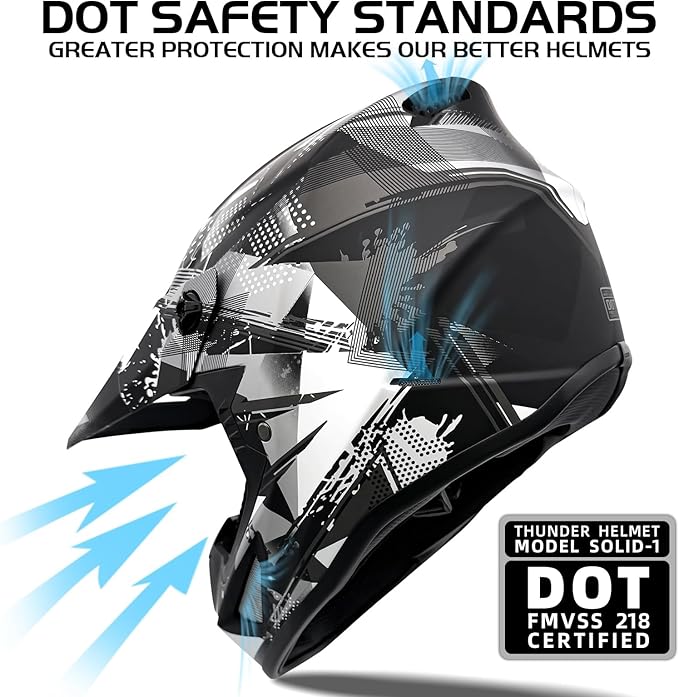 Youth Kids Motocross Helmet, Adult ATV Dirt Bike Helmet with Goggles Gloves & Mask Quick, Full Face Motorcycle Helmet with Quick Release Buckle DOT Certified