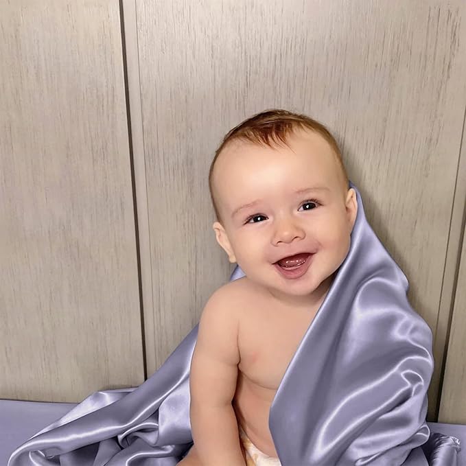 Mulberry Park Fitted Silk Crib Sheet - Grade 6A Pure 19 Momme Toddler Bedding - Gentle on Baby's Delicate Skin, Helps with Bald Spot, Eczema, Dry Skin & Cradle Cap - 28" x 52" / Peaceful Purple