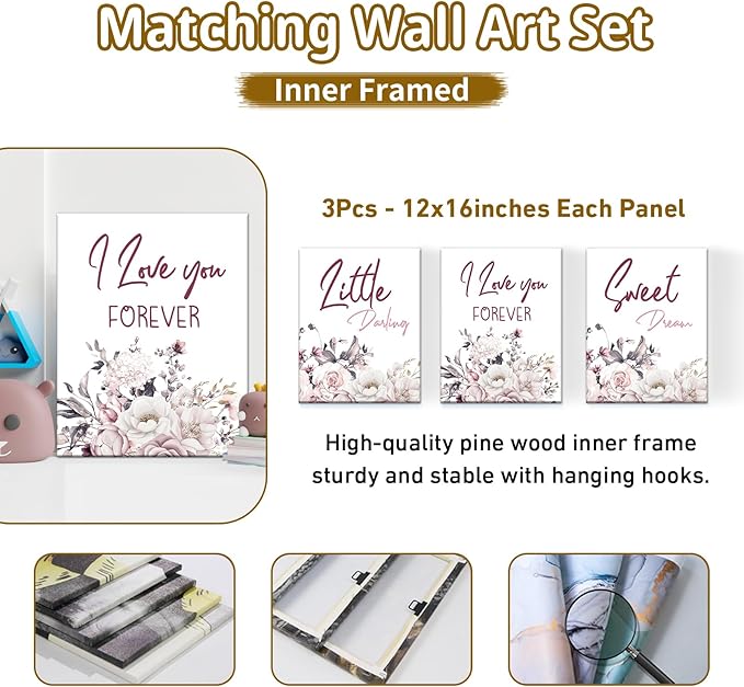Personalized Baby Bedding - 5 Pcs Custom Name Bedding for Girls & Boys - Soft Toddler Crib Sets for Infant Customized Gifts, Rose