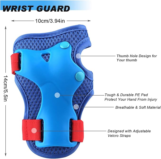 Kids Protective Gear Set Knee Pads for Kids 3-14 Years Toddler Knee and Elbow Pads with Wrist Guards 3 in 1 for Skating Cycling Bike Rollerblading Scooter