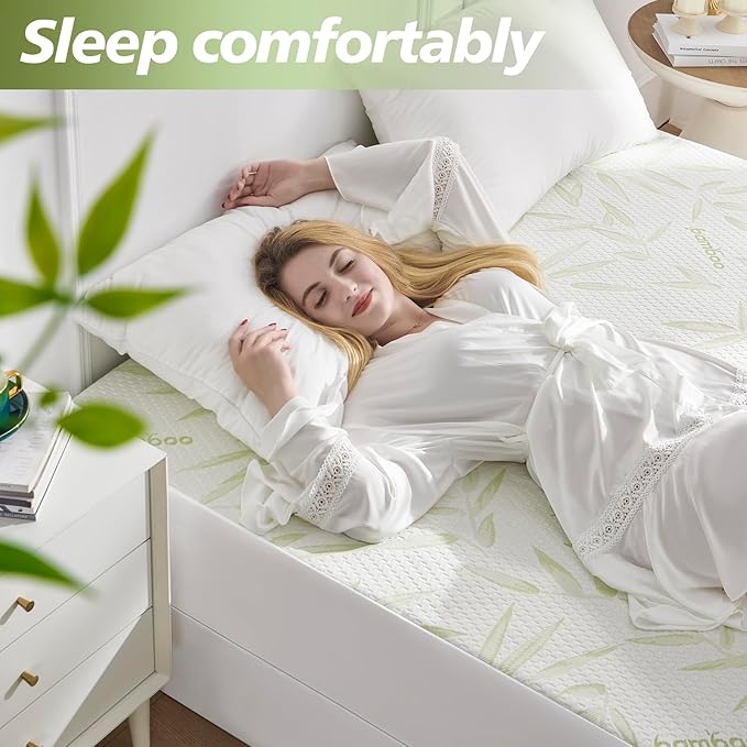 Full Size Mattress Protector Waterproof Mattress Pad Washable Bamboo Rayon Mattress Cover Breathable Noiseless Bed Protector 5" - 21'' Elastic Fitted Deep Pocket