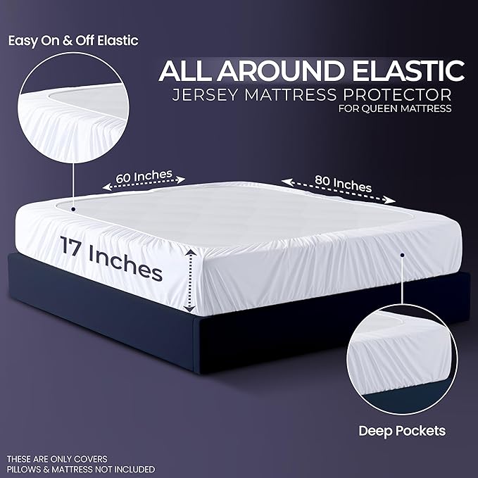 Utopia Bedding Waterproof Mattress Protector Set, Queen Sheet Set Deep Pocket Soft and Breathable, Includes 1 Fitted Style Mattress Cover and 2 Zippered Pillow Protectors