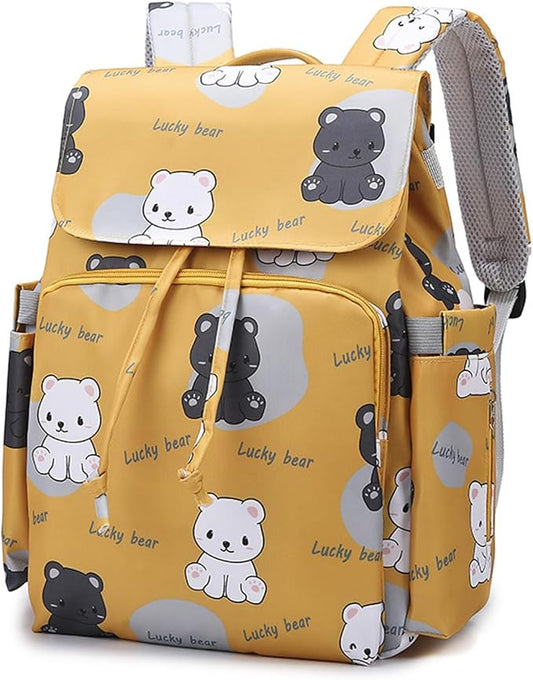 Multi Compartment Diaper Bag with Stylish Print Design Waterproof Oxford Fabric Backpack for Moms Travel Outdoor