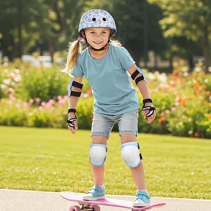 FIODAY Kids Helmet Knee Pads for Kids Unicorn Knee and Elbow Pads Wrist Guards Adjustable Protective Gear Set for Girls Boys Sports Skateboard Inline Skating Scooter