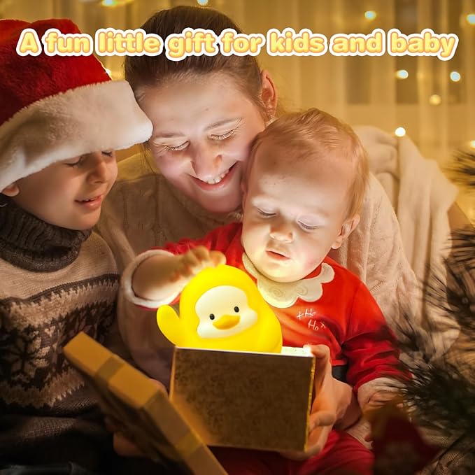 loatme Night Light for Kids, Rechargeable Dimmable Silicone LED Nightlight with 7 Colors, Baby Nursery Night Lamp, Touch Squishy Lamp, Cute Gifts for Girls, Boys, Toddler Room Decor, Yellow Duck