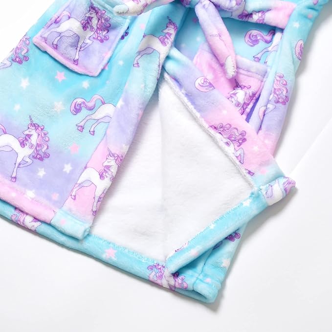 CHILDRENSTAR Girls Robe Kids Bathrobes Plush Soft Fleece Pajamas Sleepwear