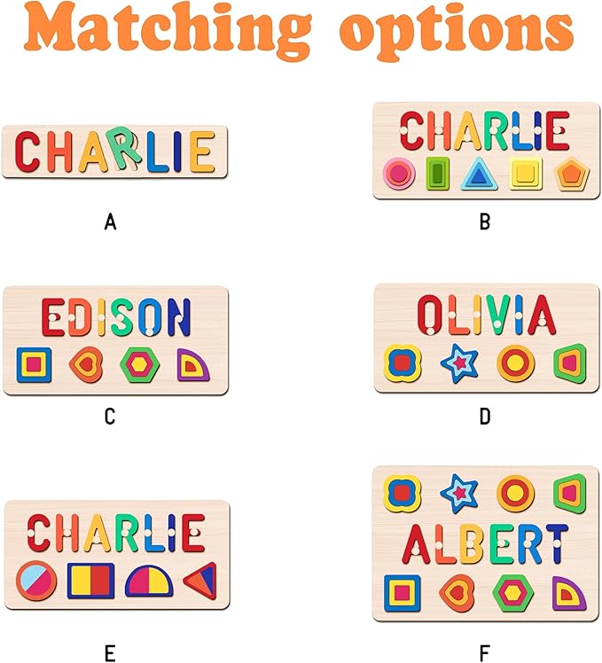 Name Puzzle for Kids Personalized, 1 Year Old Boy Gifts, Personalized Puzzles for Toddlers 1-3, Custom Name Puzzle, Montessori Toys for 1-3 Years Old(Shape)