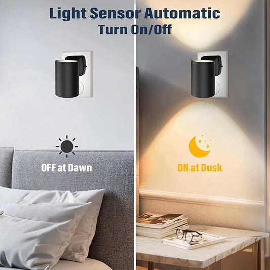 NOVELUX ETL Certified 2700K Night Lights, Modern Night Lights Plug into Wall, Dusk to Dawn Light Sensor Nightlights, Warm White, Adjustable Brightness, Night Light for Kids,Hallway,Stairway, 2 Pack