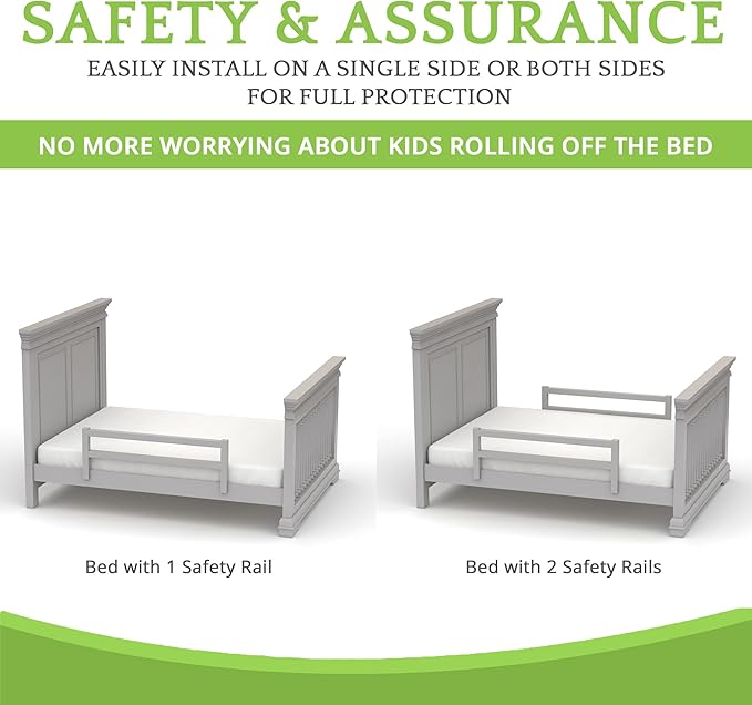 Safety Guard Rail for Baby, Kids, and Children - Solid Wood Safety Bed Rail for Toddlers - Easy Installation - Premium Protection for Bunk, Twin, Full, Queen and King Size Beds - (Grey - Delta 026)