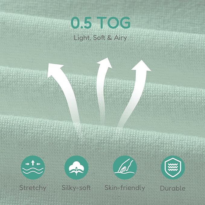 Baby Sleep Sacks Lightweight, Soft & Breathable 0.5 TOG Wearable Blanket with Zipper, 3-Pack 0-3-6-12-24-4T