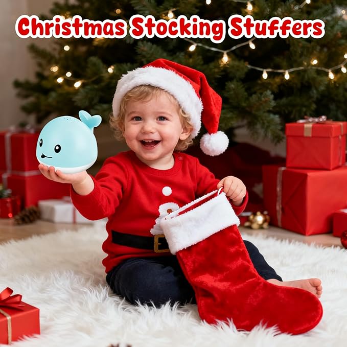 Gigilli Baby Bath Toys with 4 Modes, Bath Toys for Kids Ages 1-3, 1 Year Old Boy Girl Gifts Christmas Stocking Stuffers for Babies 6-12-18 Months, Light Up Whale Bath Toy Toddler Birthday Bathtub Toy