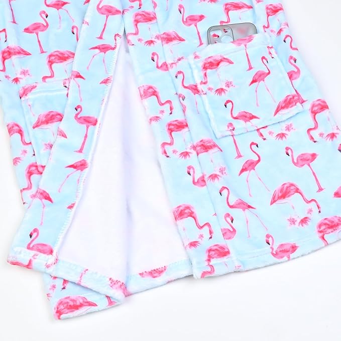 QPANCY Girls Robe Kids Bathrobes Soft Plush Fleece Pajamas Sleepwear