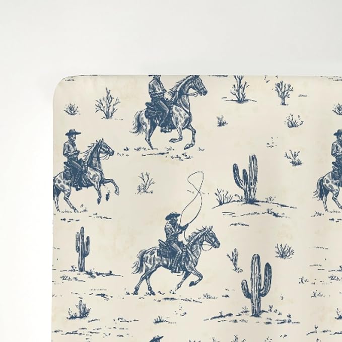 Vintage Western Cowboy Love Baby Crib Sheets for Boy Girl 28"x52" Retro Cowboy Horse Cactus Soft Stretchy Fitted Crib Mattress Cover Wild West Baby Sheet for Standard Crib and Toddler Mattress