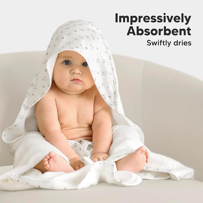 KeaBabies Hooded Baby Towel for Newborn - Viscose Derived from Bamboo Large Baby Bath Towels with Hood for Boys, Girls, Toddler, Extra Absorbent & Soft Newborn Bath Essentials (KeaStory, Regular)