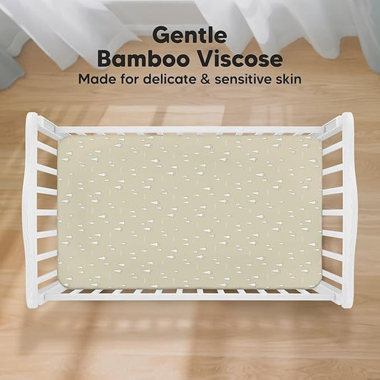 KeaBabies 2-Pack Baby Crib Sheets for Boys, Girls - 52x28 Viscose Derived from Bamboo Toddler Bed Sheets Neutral, Fitted Crib Mattress Cover for Standard Baby Bedding, Soft & Cozy (Pine Grove)